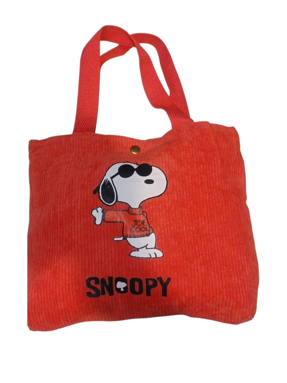 Peanuts -NWT, Joe Cool Red Corduroy Handbag,Inside Pocket, 10.5" W & 9" H, Snap
